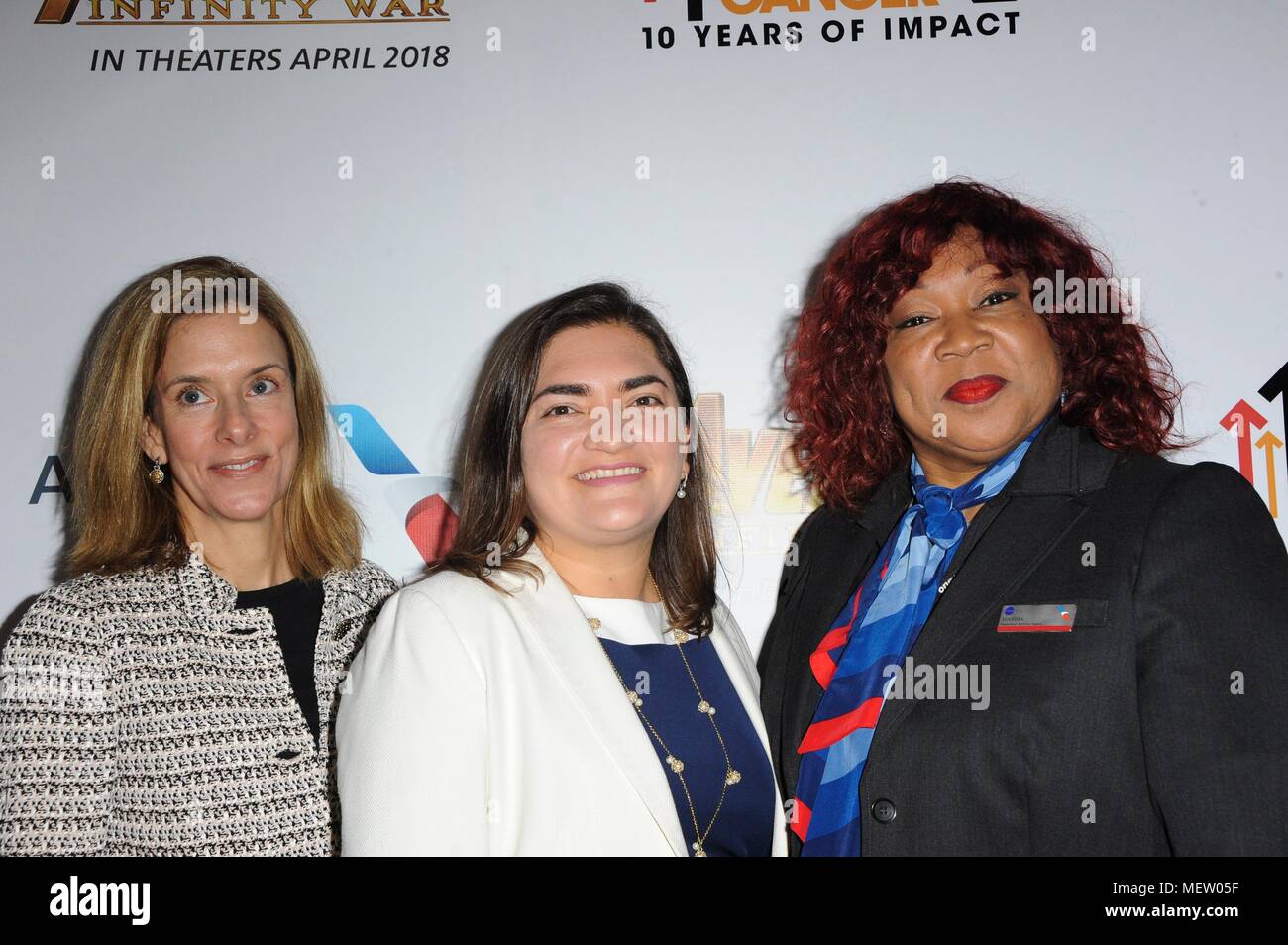 Los Angeles, CA, USA. 23rd Apr, 2018. Elise Eberwein, Marcela Maus, Shandra Fitzpatrick at arrivals for American Airlines, Stand Up To Cancer (SU2C), and Marvel Studios Unveil PSA Campaign, Dockweiler State Beach, Los Angeles, CA April 23, 2018. Credit: Elizabeth Goodenough/Everett Collection/Alamy Live News Stock Photo