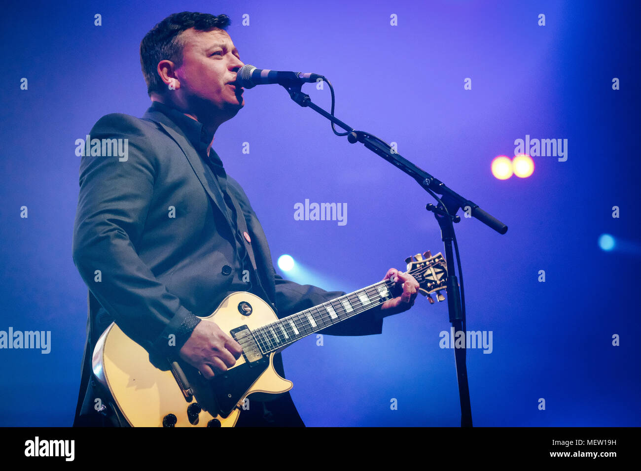 Newcastle, UK. 23rd April, 2018. Welsh rock band Manic Street Preachers perform at Newcastle's MetroRadio Arena on the opening night of their UK tour in support of Resistance Is Futile, their 13th studio album. Credit: Thomas Jackson/Alamy Live News Stock Photo