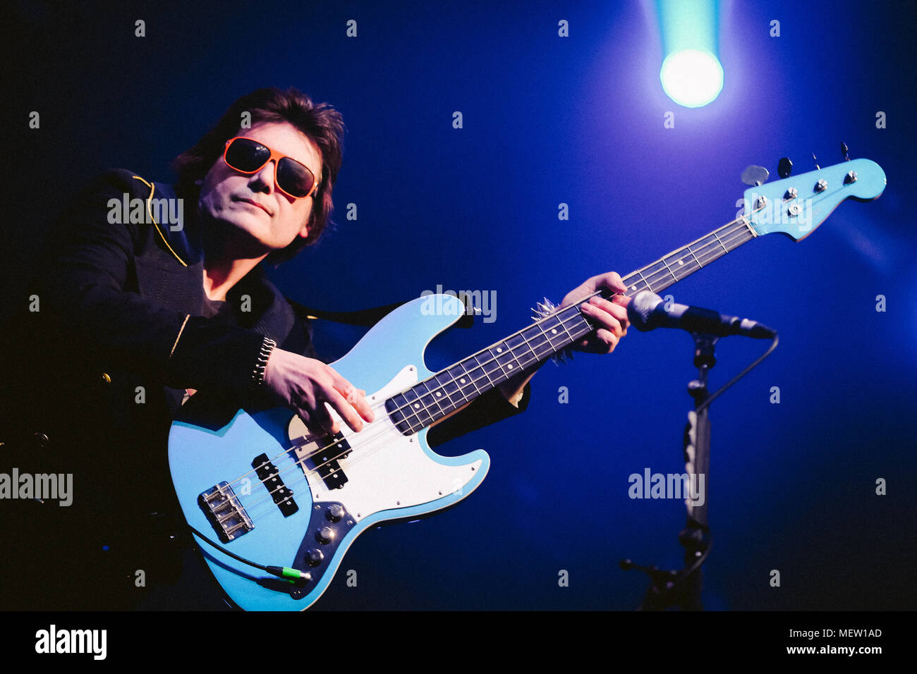 Newcastle, UK. 23rd April, 2018. Welsh rock band Manic Street Preachers perform at Newcastle's MetroRadio Arena on the opening night of their UK tour in support of Resistance Is Futile, their 13th studio album. Credit: Thomas Jackson/Alamy Live News Stock Photo