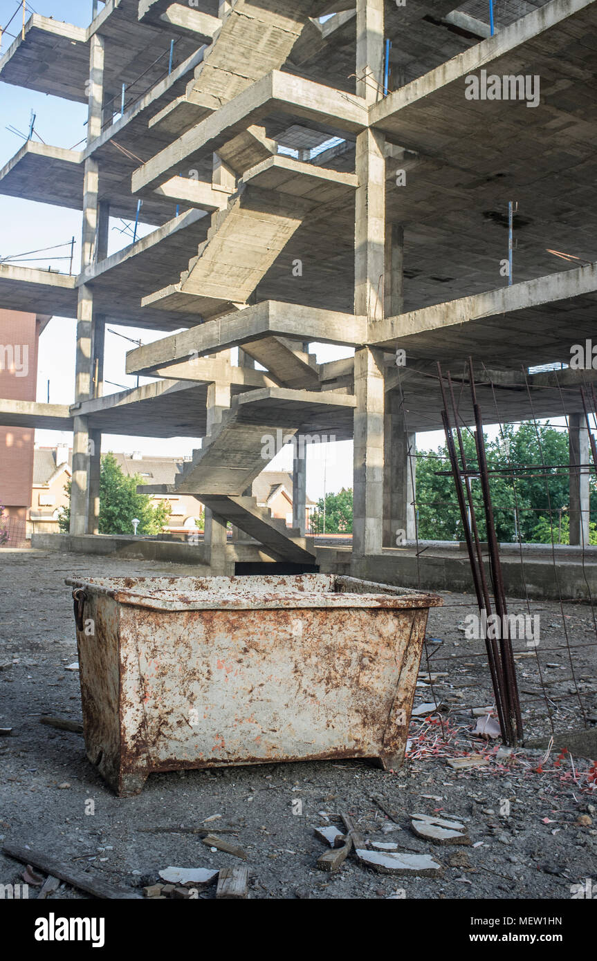 Abandoned construction site of apartment building. Crisis in the construction industry concept Stock Photo
