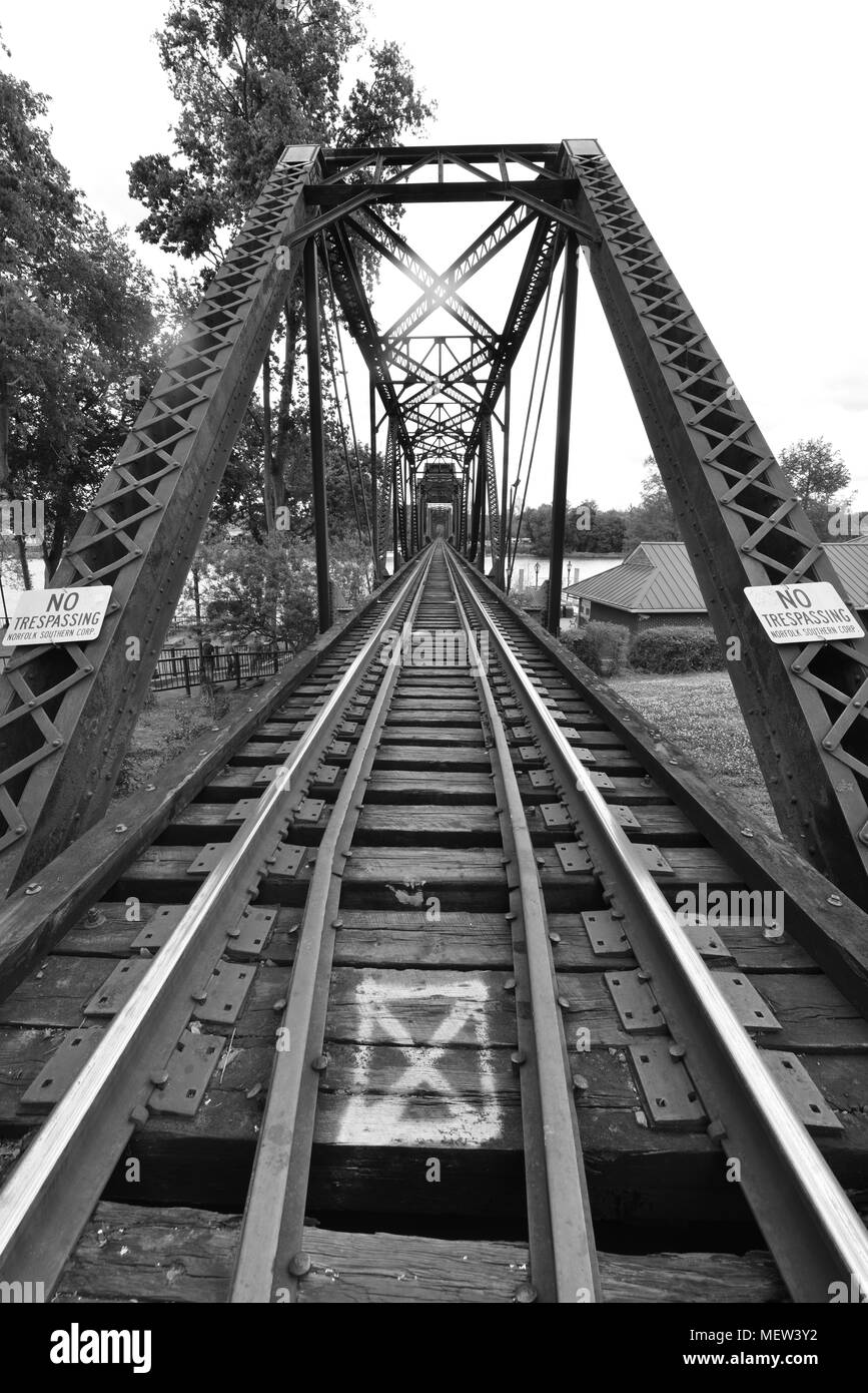 A rail road girder bridge in Augusta Georgia Stock Photo