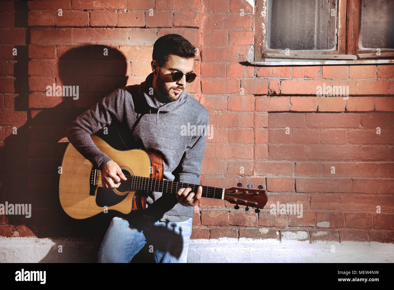 Man guitar music playing concept Stock Photo