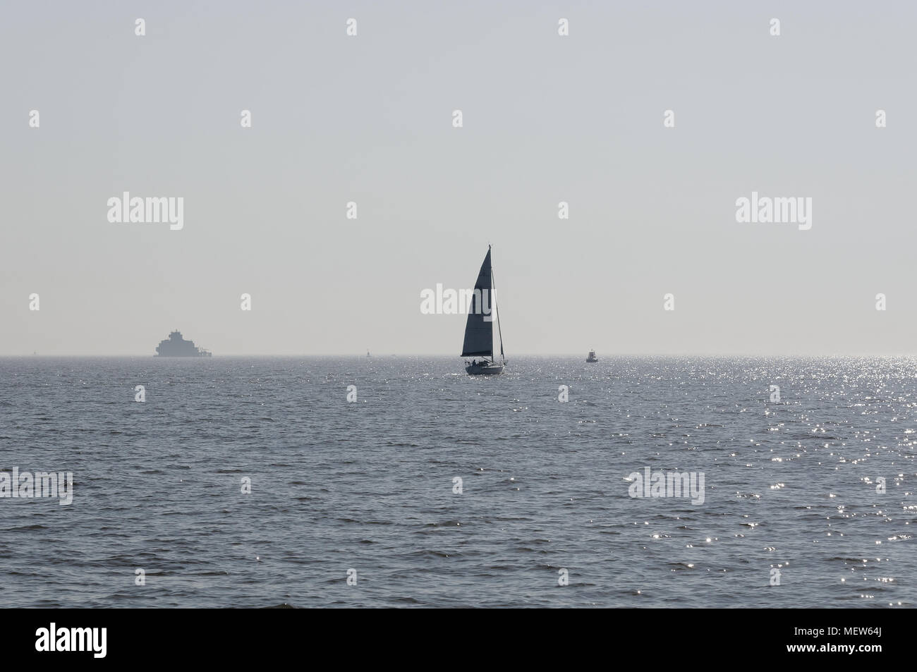 A sailing boat in the Humber Estuary, England Stock Photo