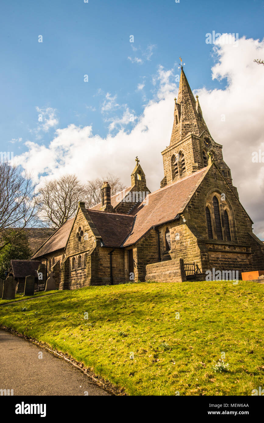 The old church Edale dark clouds Raymond Boswell Stock Photo Alamy