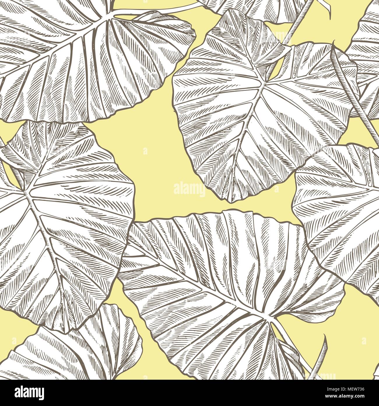 Jungle leaves seamless vector floral pattern background. Tropical palm ...