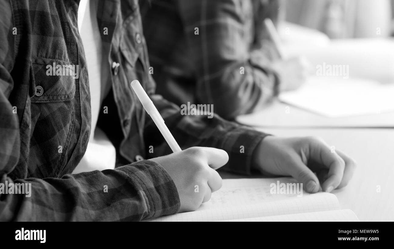 Little girl writing letter Black and White Stock Photos & Images - Alamy
