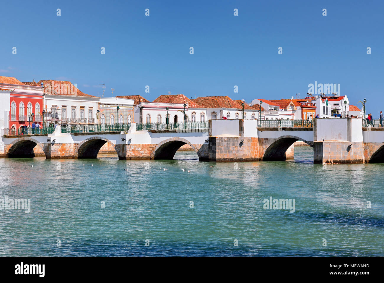View of  medieval bridge and historic town Stock Photo