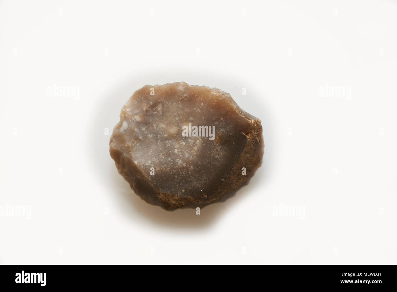 Flint Scraper from the Neolithic / Mesolithic period, found in East Yorkshire, England, UK. Stock Photo