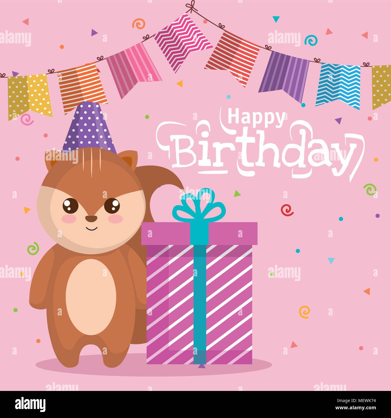 happy birthday card with chipmunk Stock Vector Image & Art - Alamy