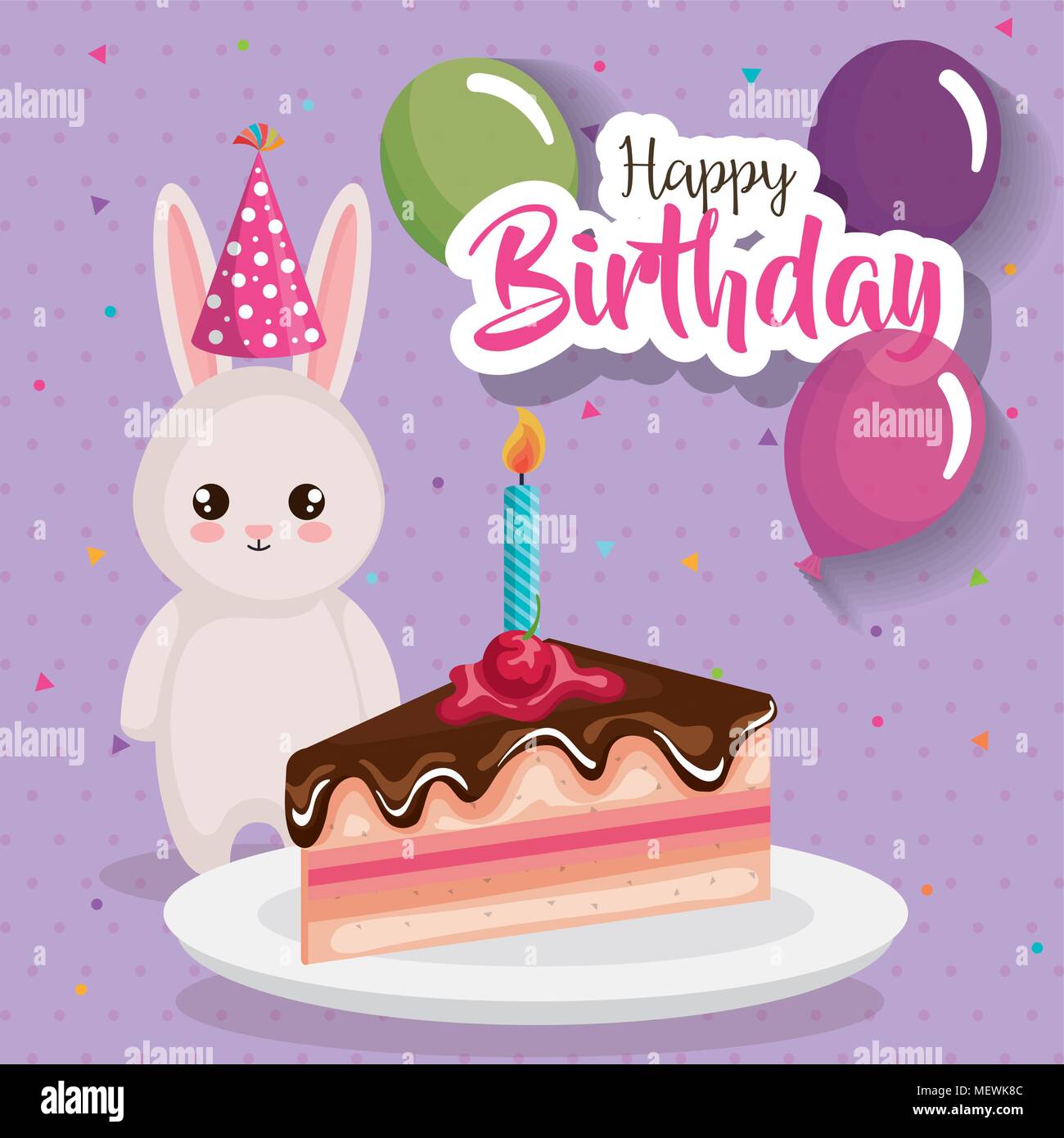 happy birthday card with rabbit Stock Vector Image & Art - Alamy