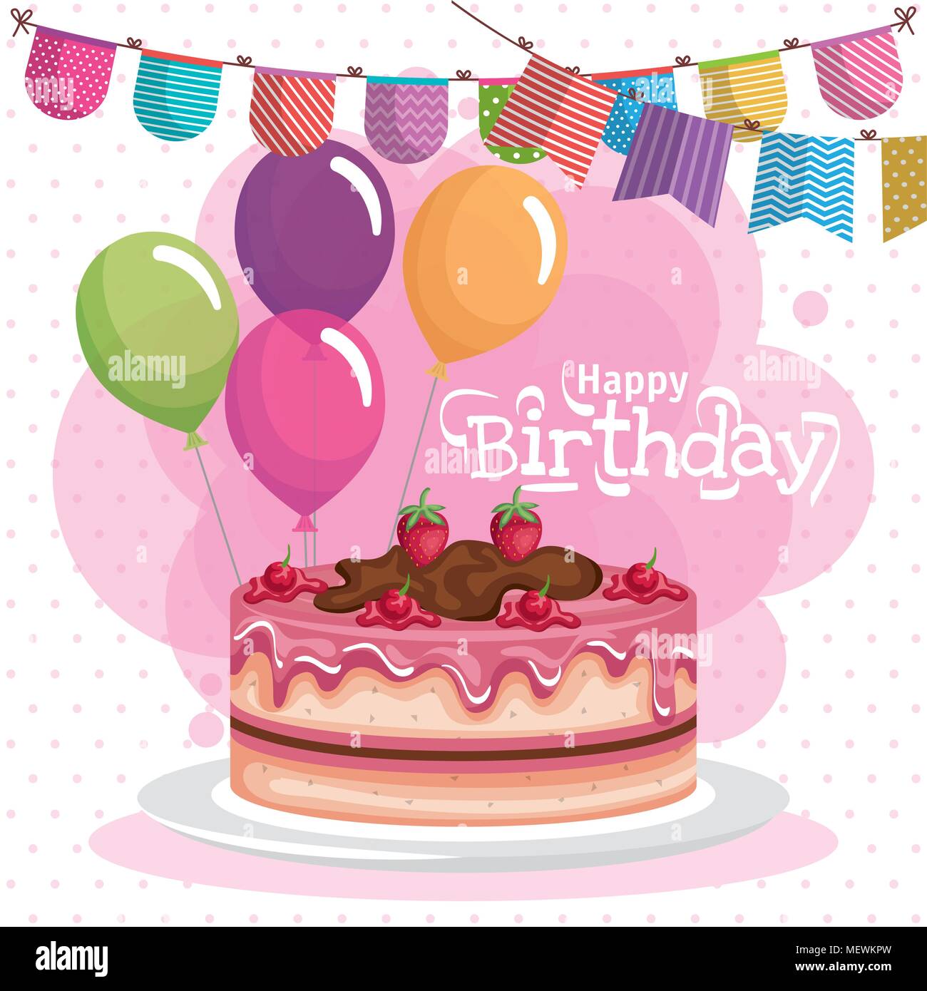 happy birthday cake celebration card Stock Vector Image & Art - Alamy