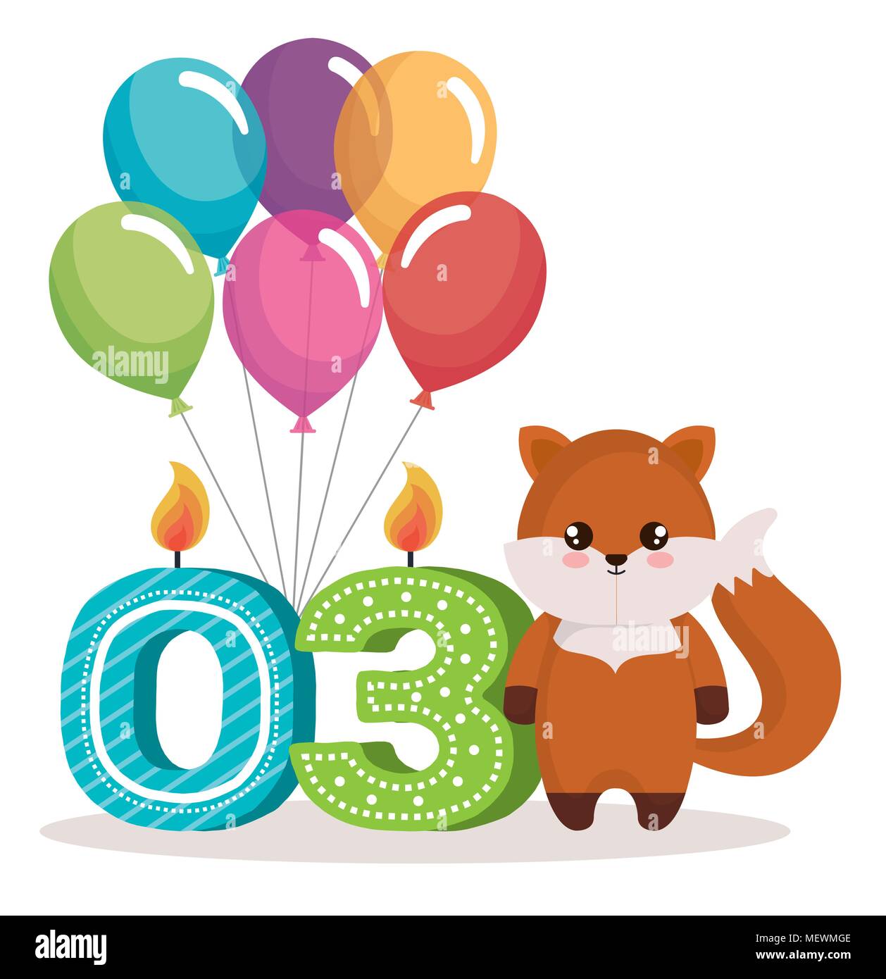 happy birthday card with fox Stock Vector Image & Art - Alamy