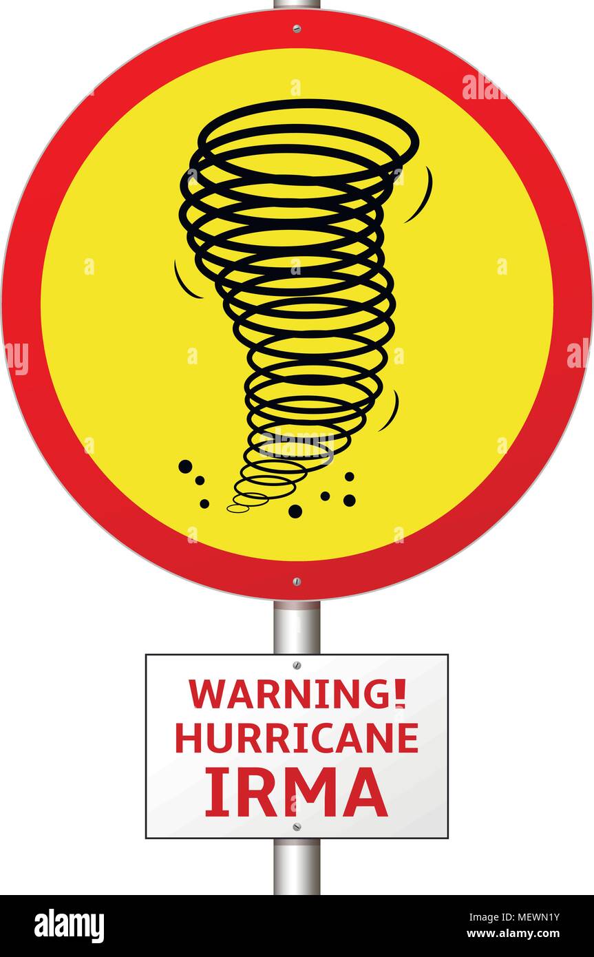 Hurricane Irma road sign concept. Vector illustration. Stock Vector