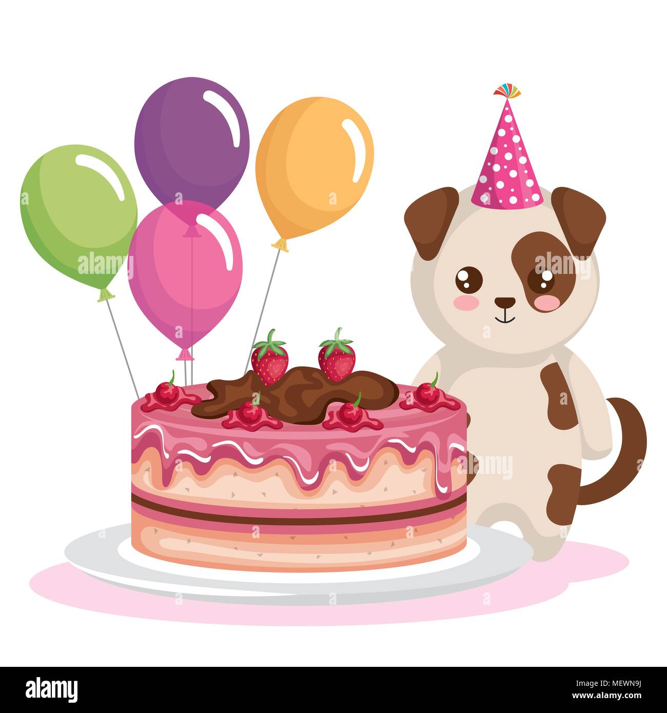 happy birthday card with dog Stock Vector Image &amp; Art - Alamy