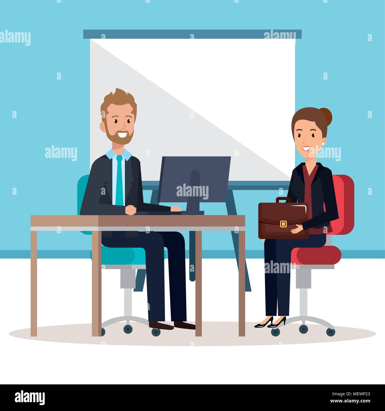 resources human office company scene with businesspeople Stock Vector ...