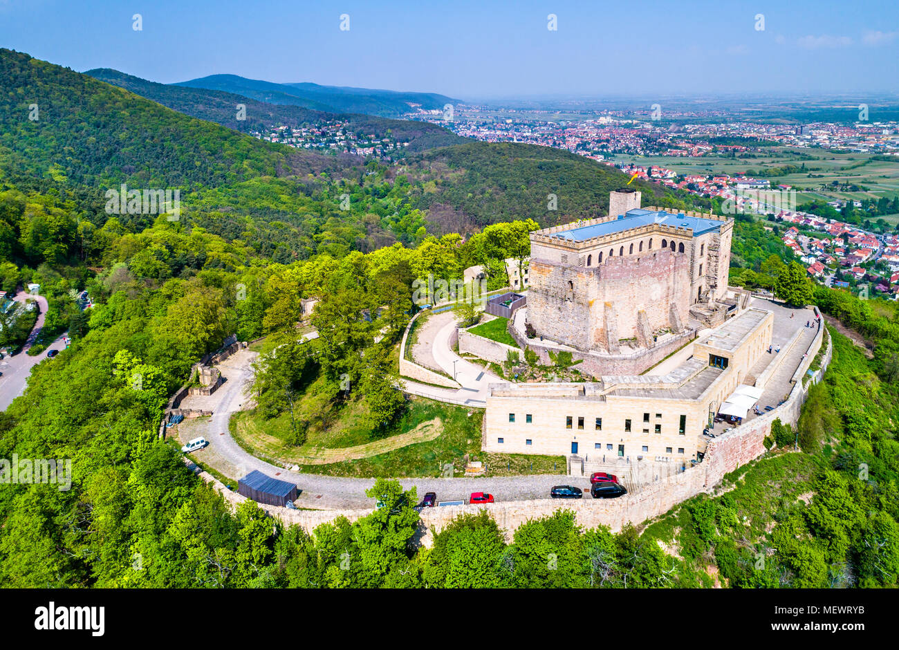 Hambacher Schloss or Hambach Castle, aerial view. Rhineland-Palatinate
