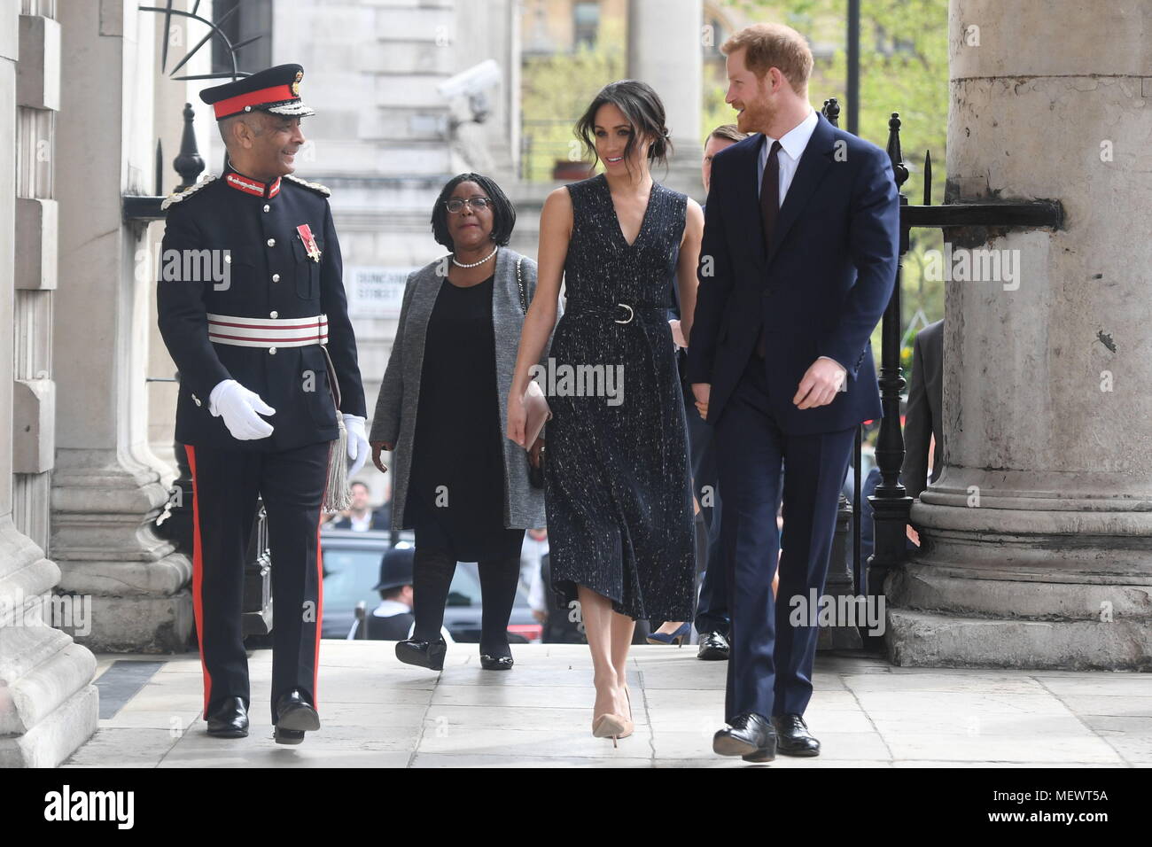 Prince Harry and Meghan Markle arrive at a memorial service at St