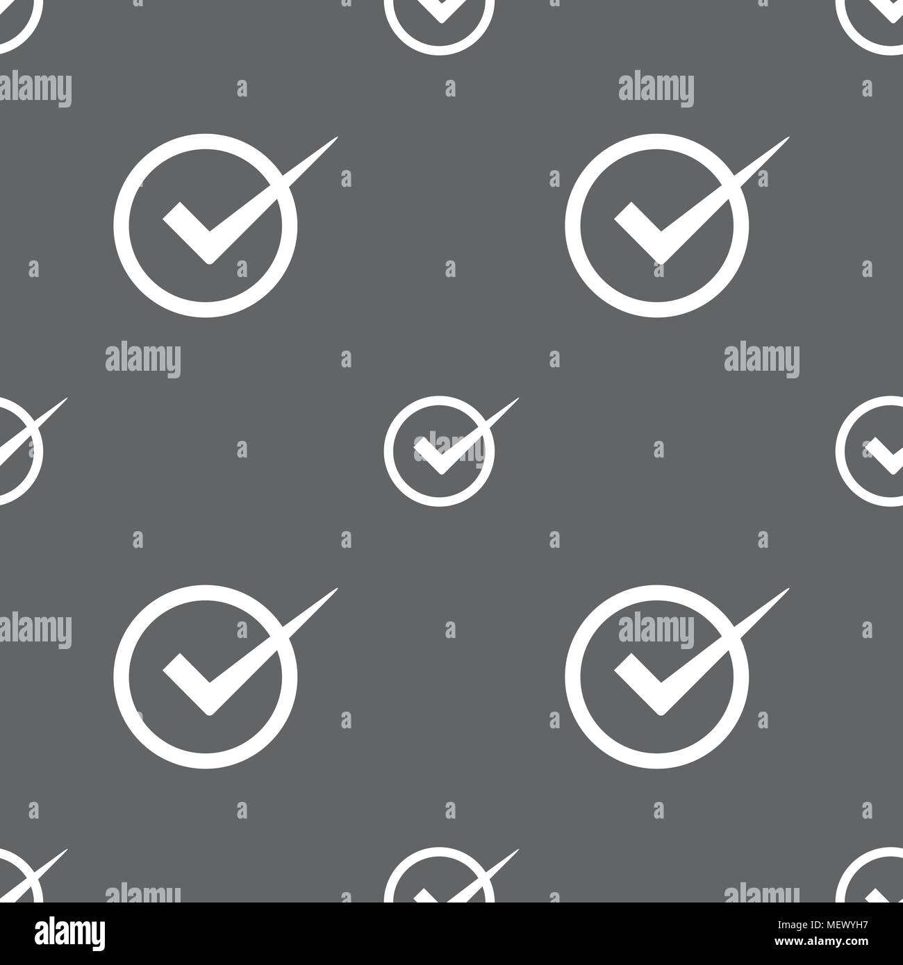 Check mark sign icon. Checkbox button. Seamless pattern on a gray ...