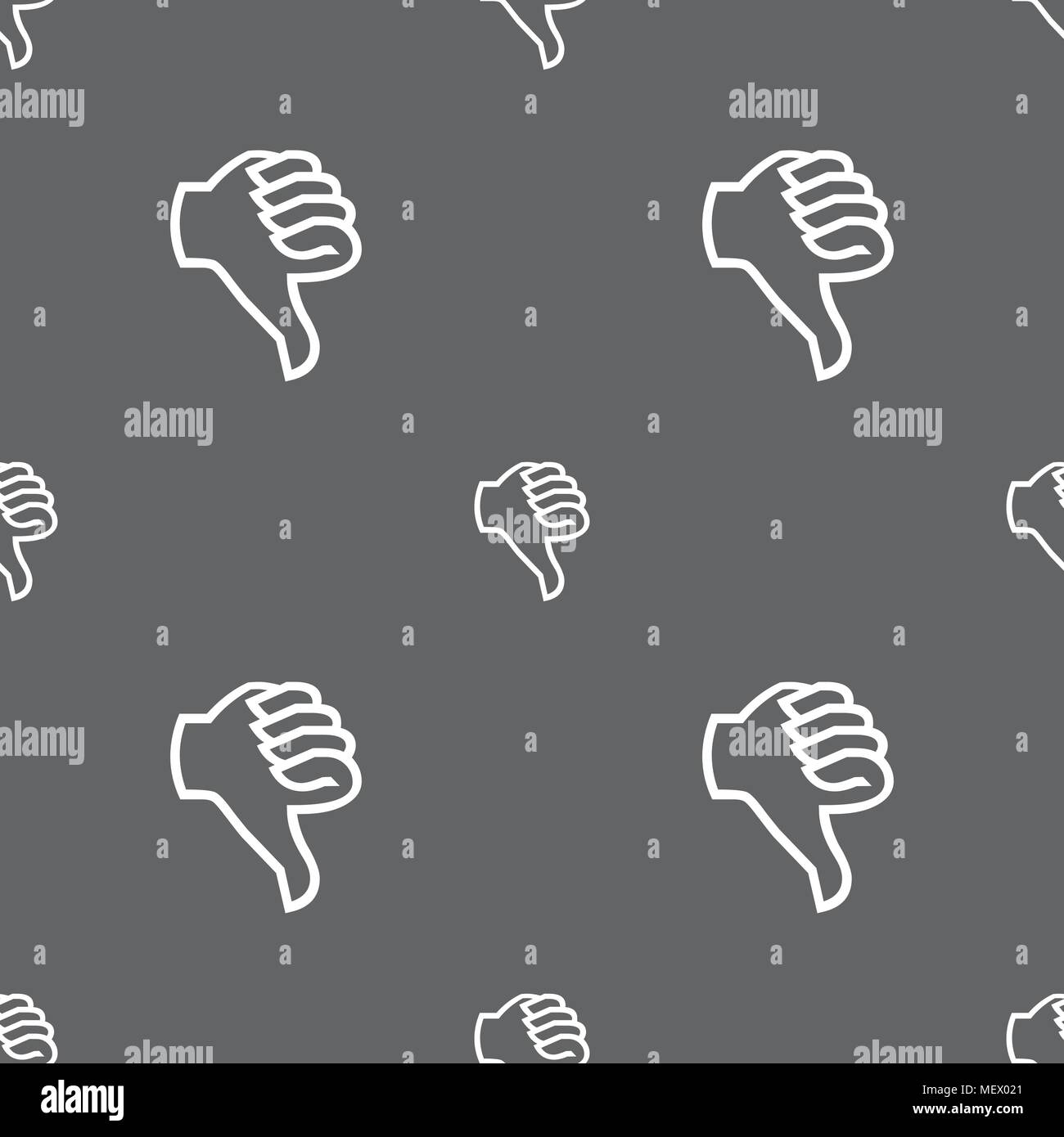 Dislike sign icon. Thumb down sign. Hand finger down symbol. Seamless ...
