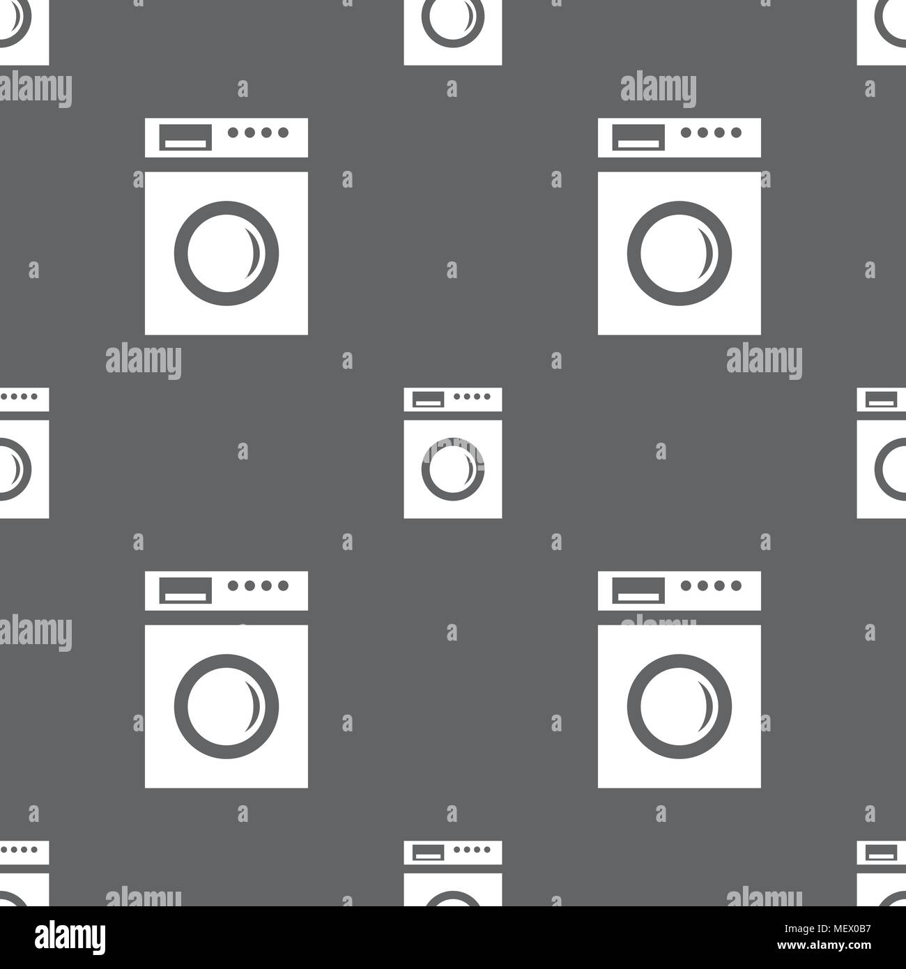 washing machine icon sign. Seamless pattern on a gray background. Vector illustration Stock Vector