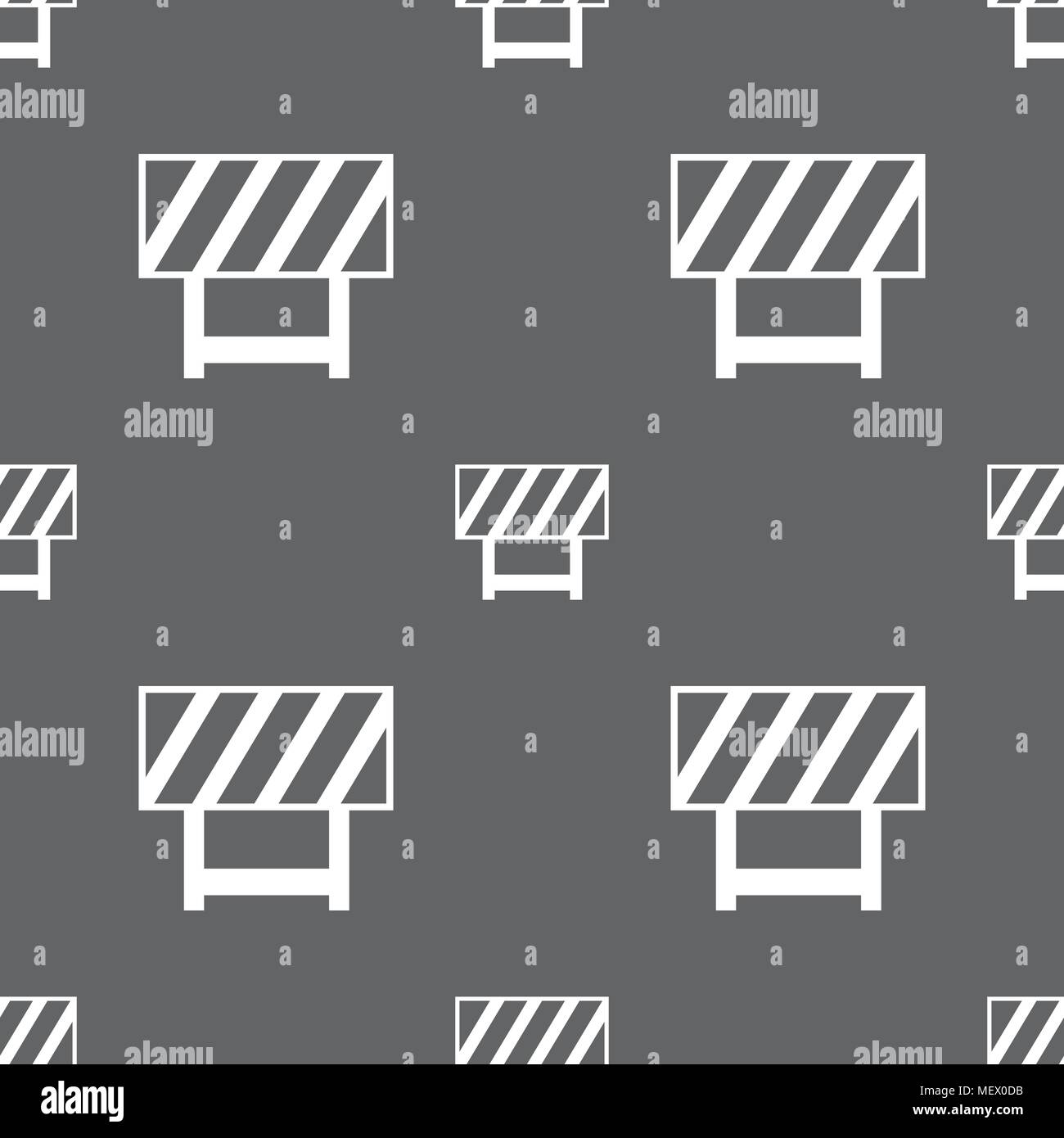 road barrier icon sign. Seamless pattern on a gray background. Vector ...