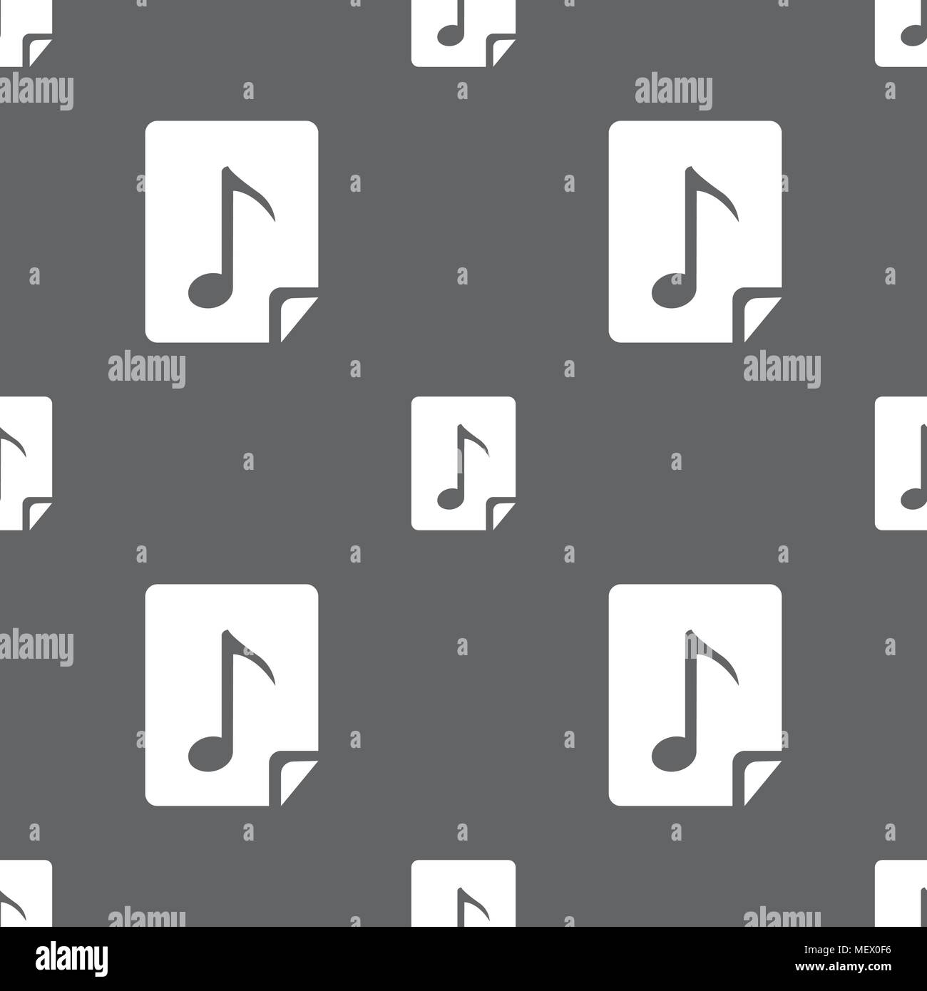 Audio, MP3 file icon sign. Seamless pattern on a gray background. Vector illustration Stock Vector