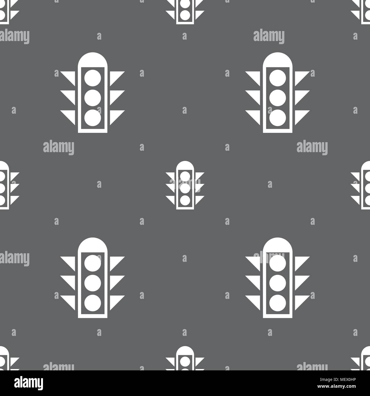 Traffic light signal icon sign. Seamless pattern on a gray background ...