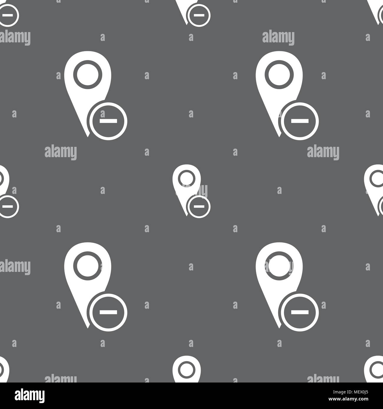 Map pointer icon sign. Seamless pattern on a gray background. Vector ...