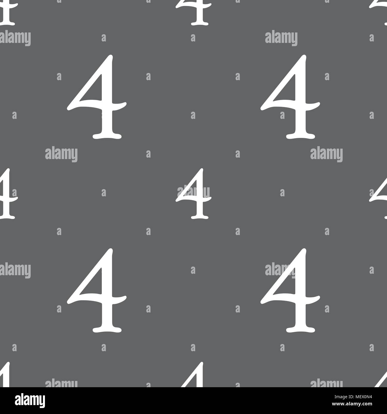 number four icon sign. Seamless pattern on a gray background. Vector ...