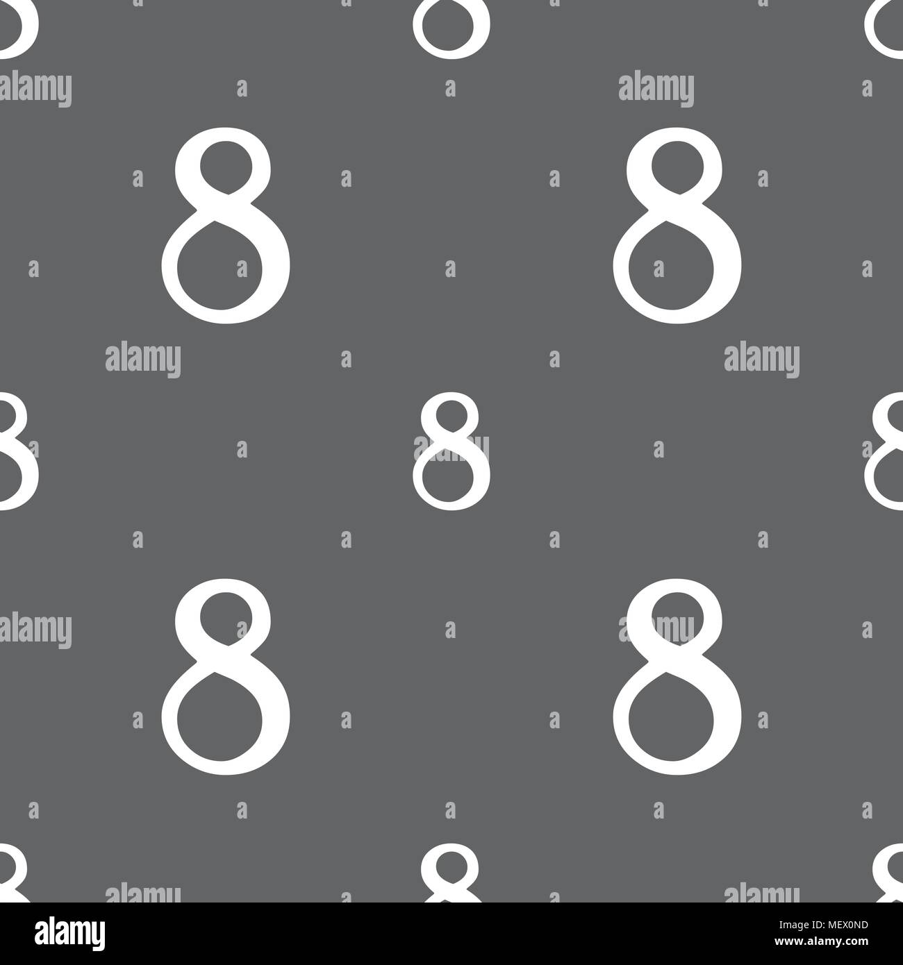 number Eight icon sign. Seamless pattern on a gray background. Vector ...