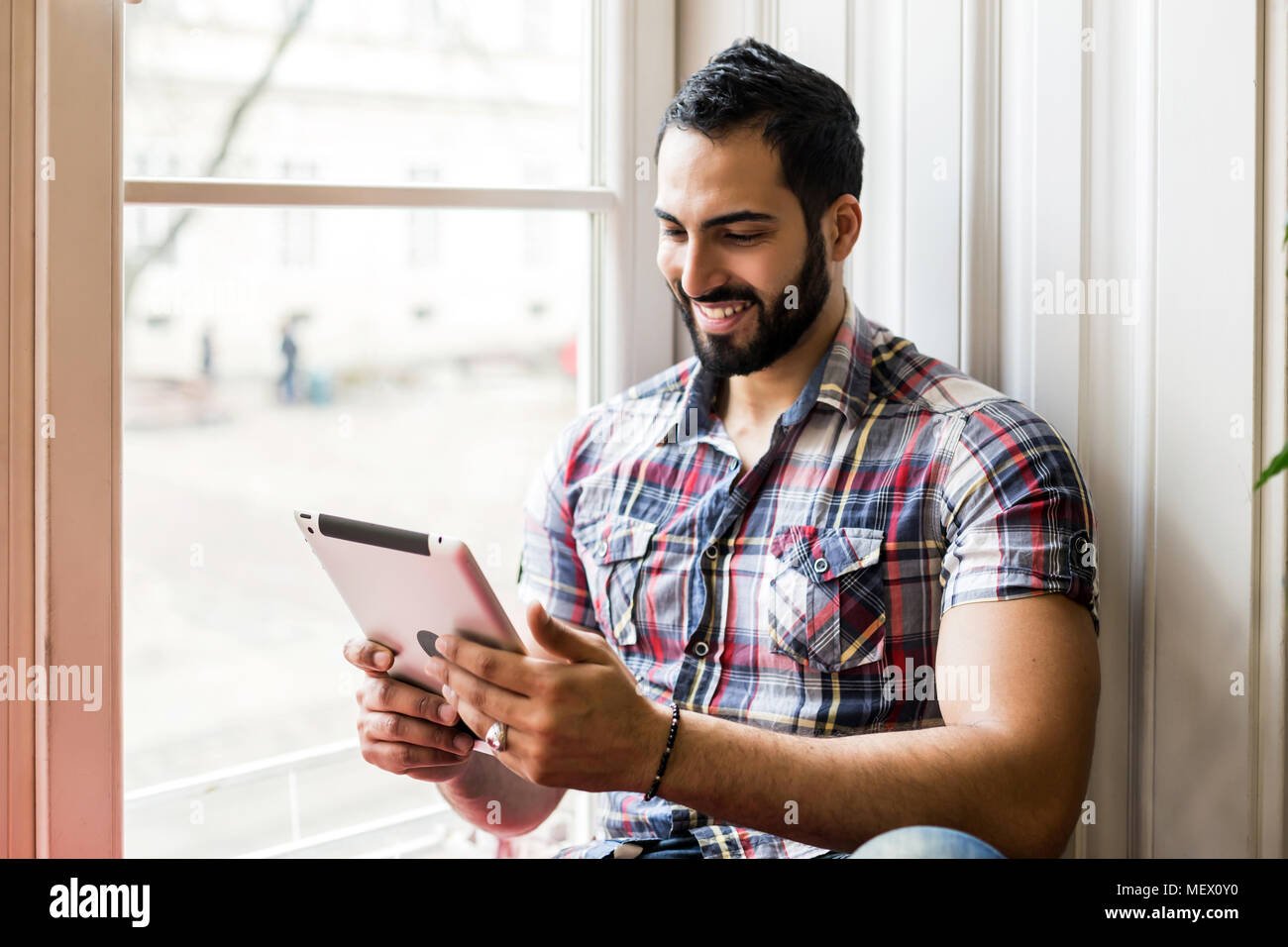 Man with Tablet PC Stock Photo
