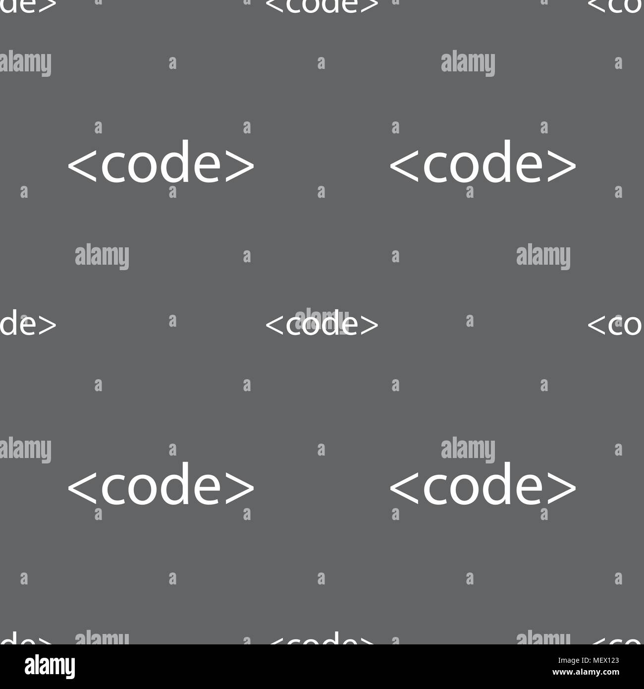 Code sign icon. Programming language symbol. Seamless pattern on a gray ...