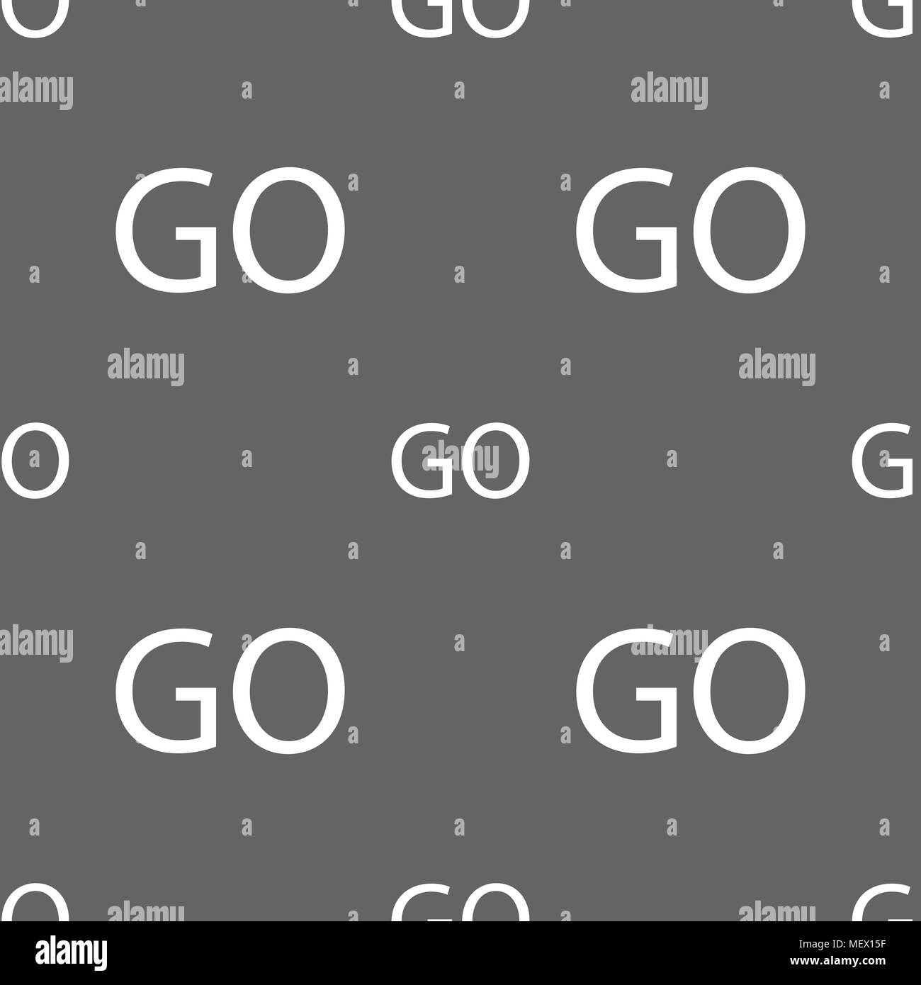 GO sign icon. Seamless pattern on a gray background. Vector ...