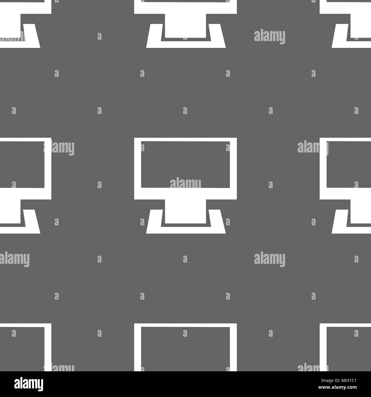 Computer widescreen monitor sign icon. Seamless pattern on a gray ...