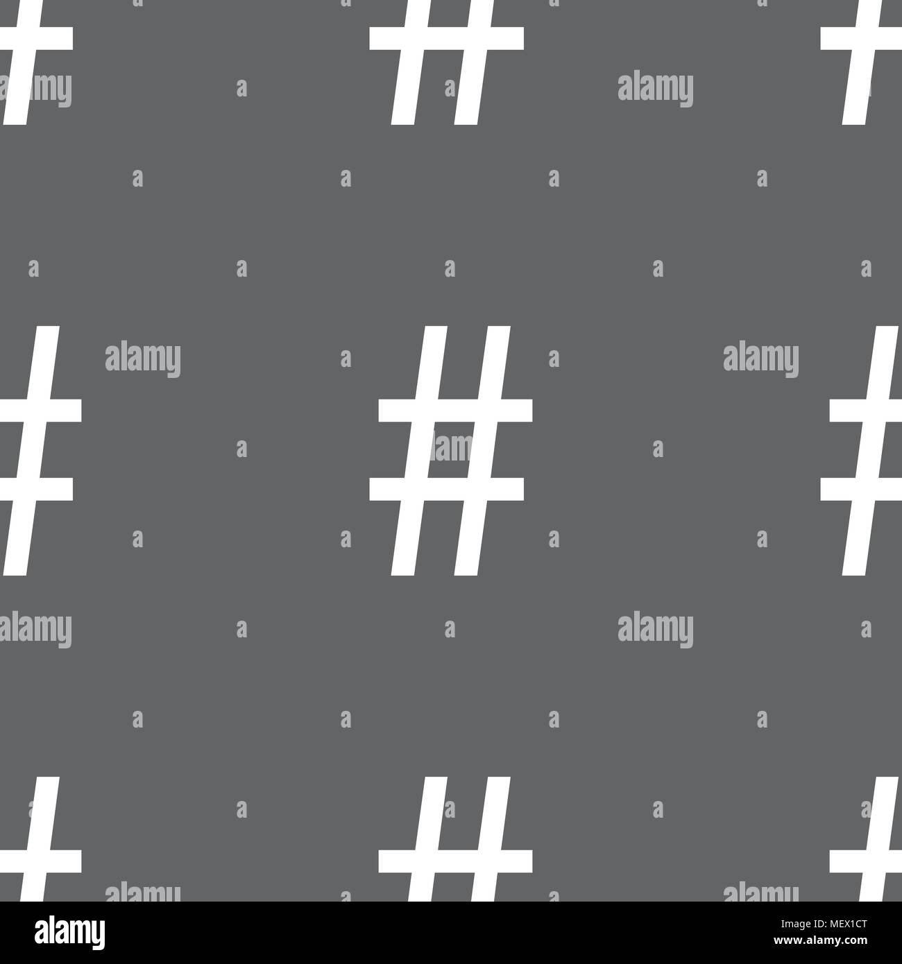 hash tag icon. Seamless pattern on a gray background. Vector ...