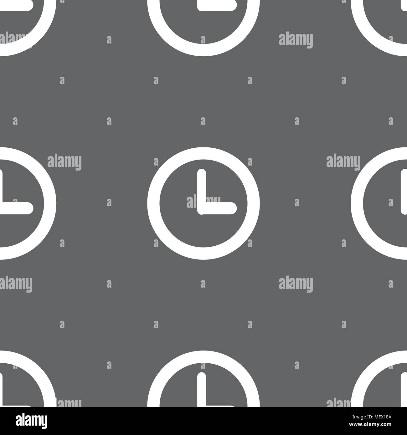 Clock sign icon. Mechanical clock symbol. Seamless pattern on a gray background. Vector illustration Stock Vector