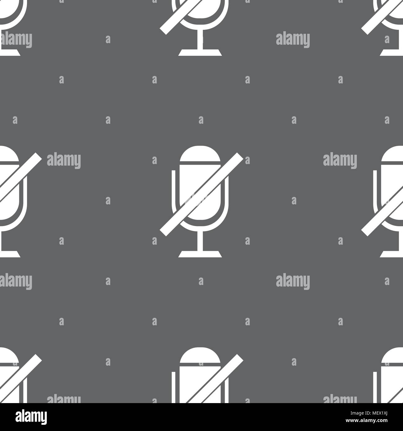 No Microphone sign icon. Speaker symbol. Seamless pattern on a gray