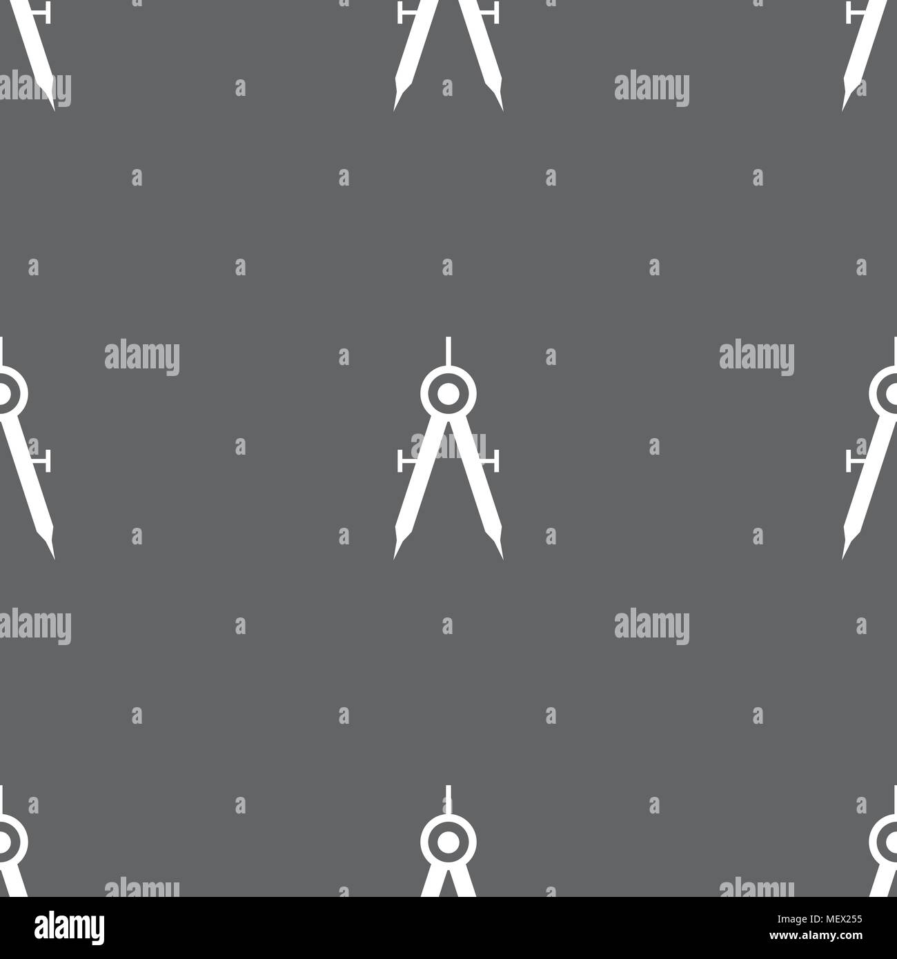 Mathematical Compass sign icon. Seamless pattern on a gray background. Vector illustration Stock Vector