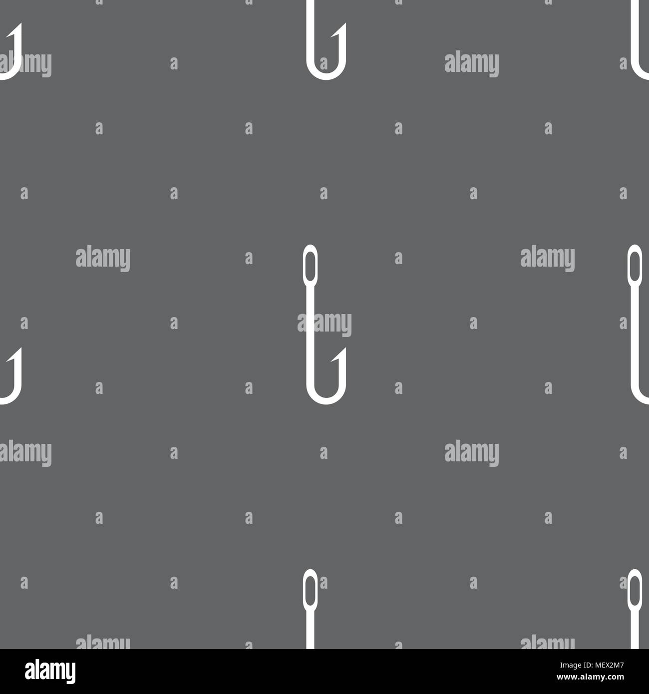 Fishing hook icon sign. Seamless pattern on a gray background. Vector ...