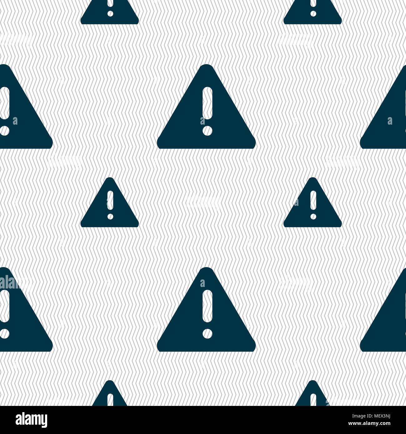 exclamation mark, Attention caution icon sign. Seamless pattern with geometric texture. Vector illustration Stock Vector