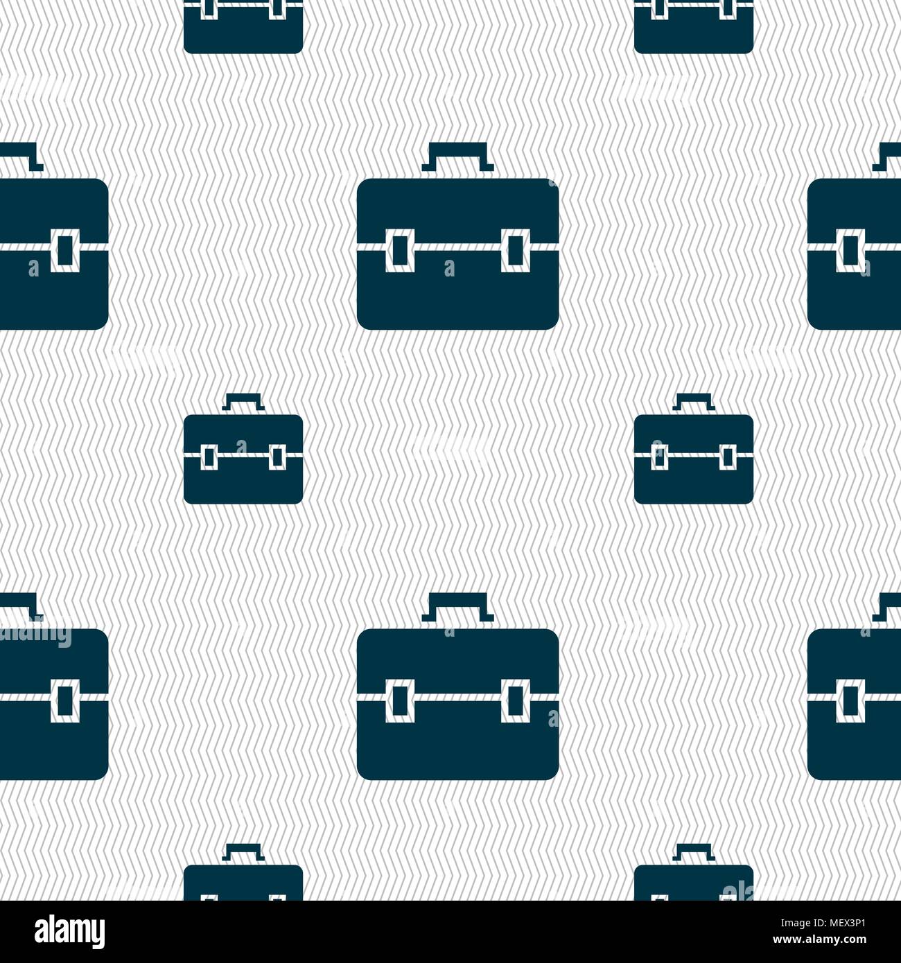 suitcase icon sign. Seamless pattern with geometric texture. Vector illustration Stock Vector
