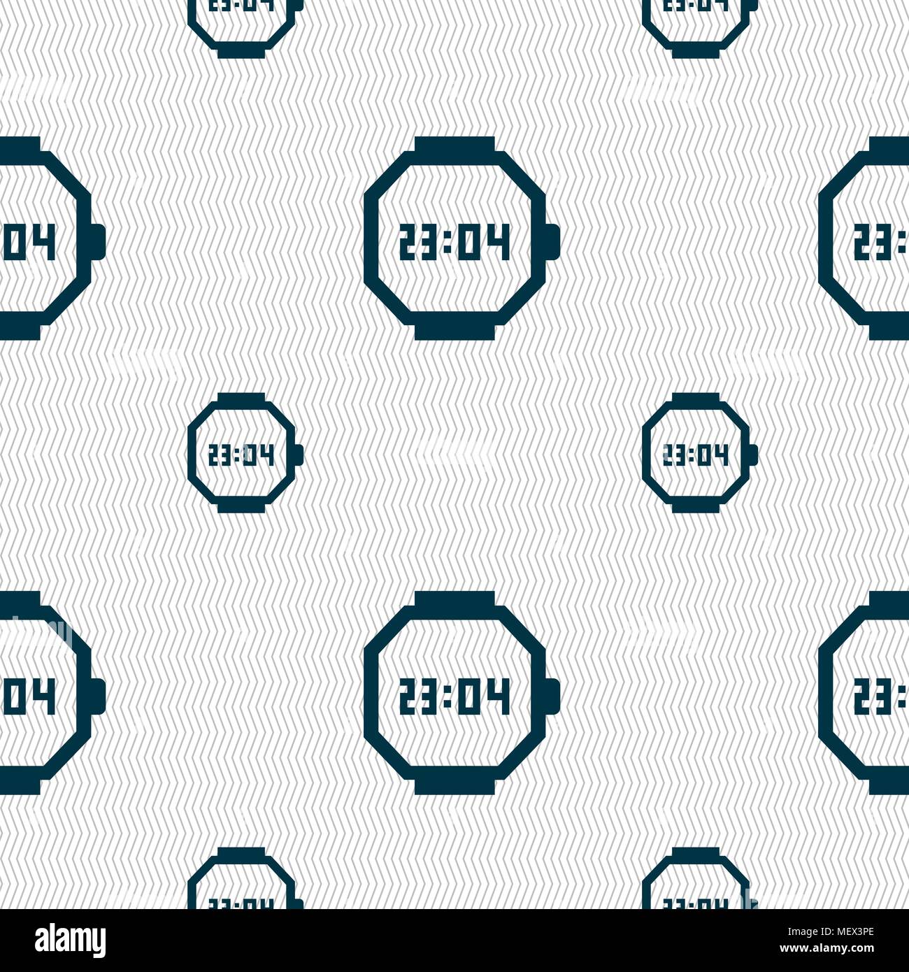 wristwatch icon sign. Seamless pattern with geometric texture. Vector illustration Stock Vector
