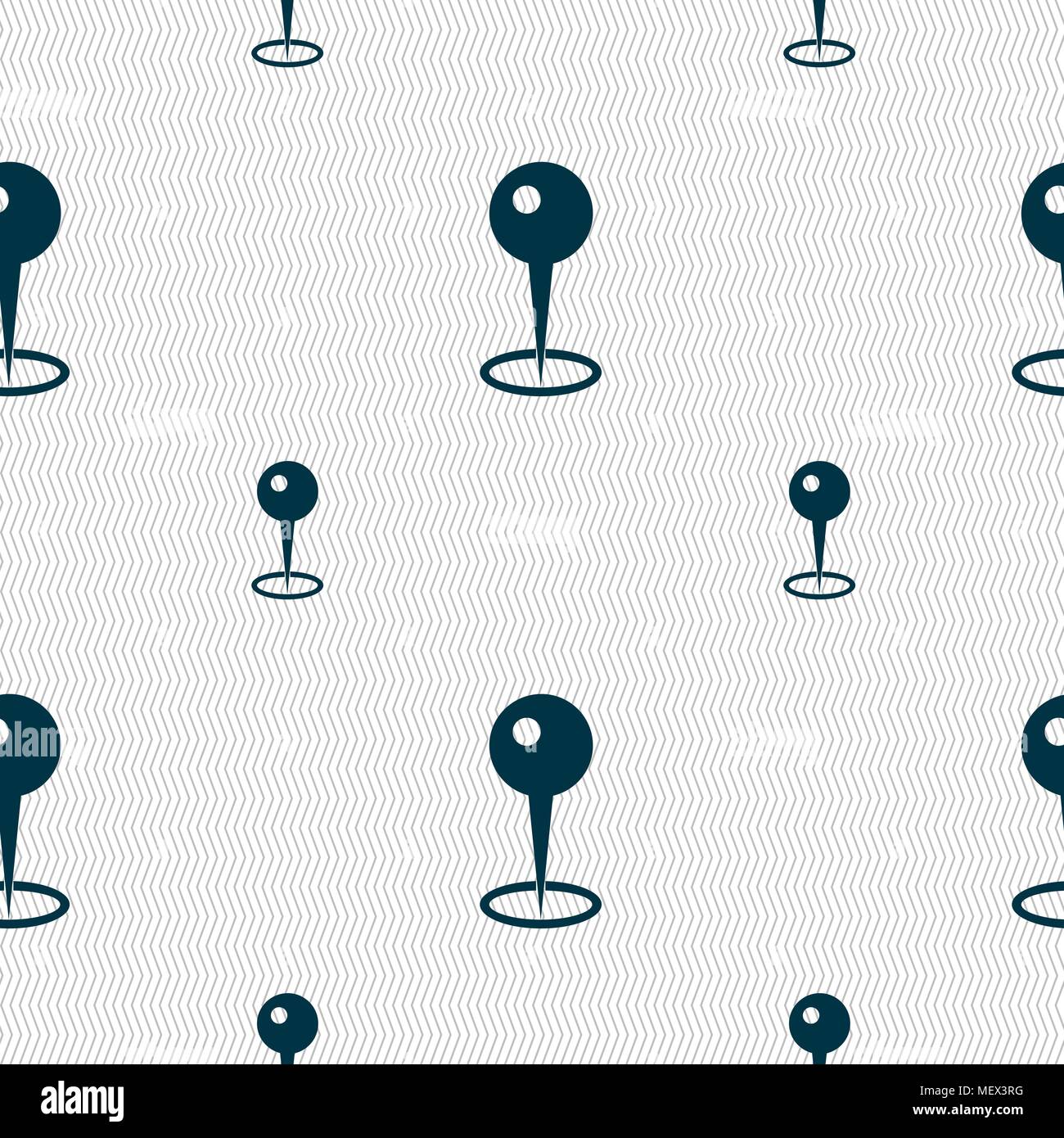 Map pointer icon sign. Seamless pattern with geometric texture. Vector illustration Stock Vector
