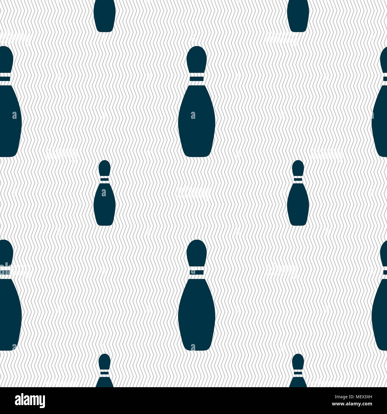 pin bowling icon sign. Seamless pattern with geometric texture. Vector illustration Stock Vector