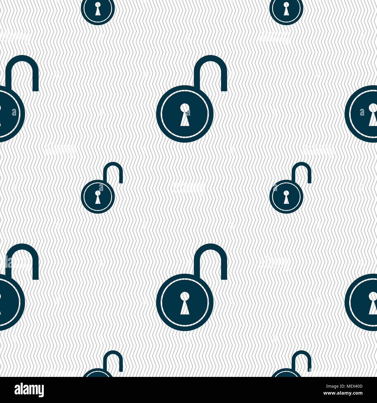 open lock icon sign. Seamless pattern with geometric texture. Vector illustration Stock Vector