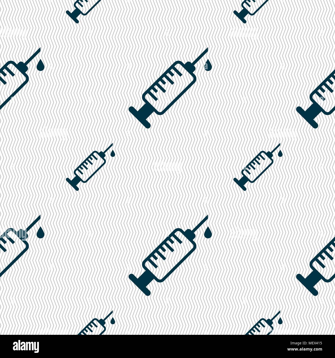 syringe icon sign. Seamless pattern with geometric texture. Vector illustration Stock Vector