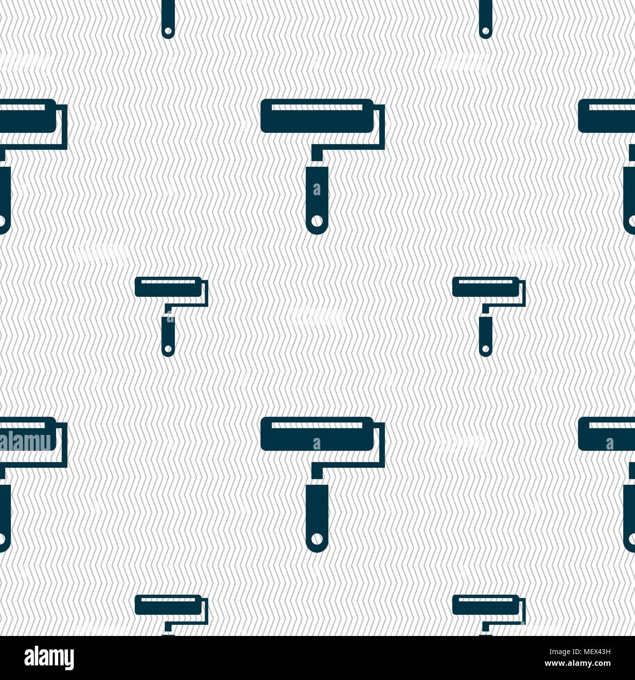 Paint roller icon sign. Seamless pattern with geometric texture. Vector illustration Stock Vector