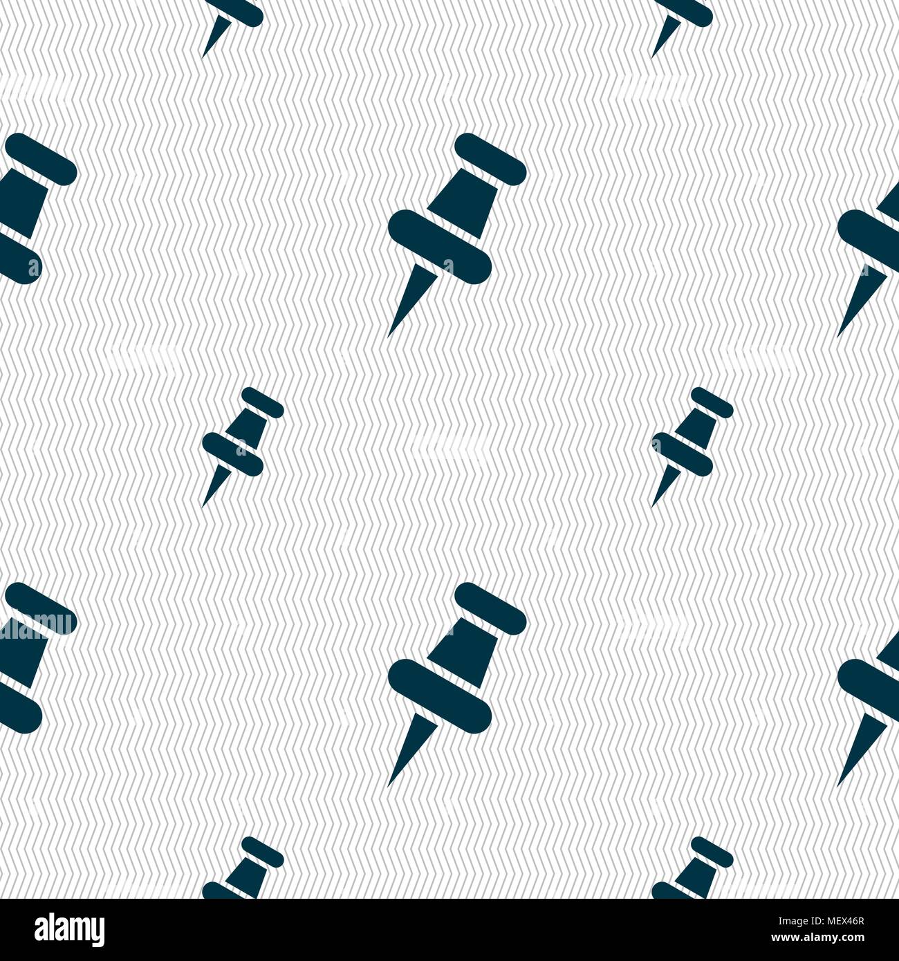 push pin icon sign. Seamless pattern with geometric texture. Vector illustration Stock Vector