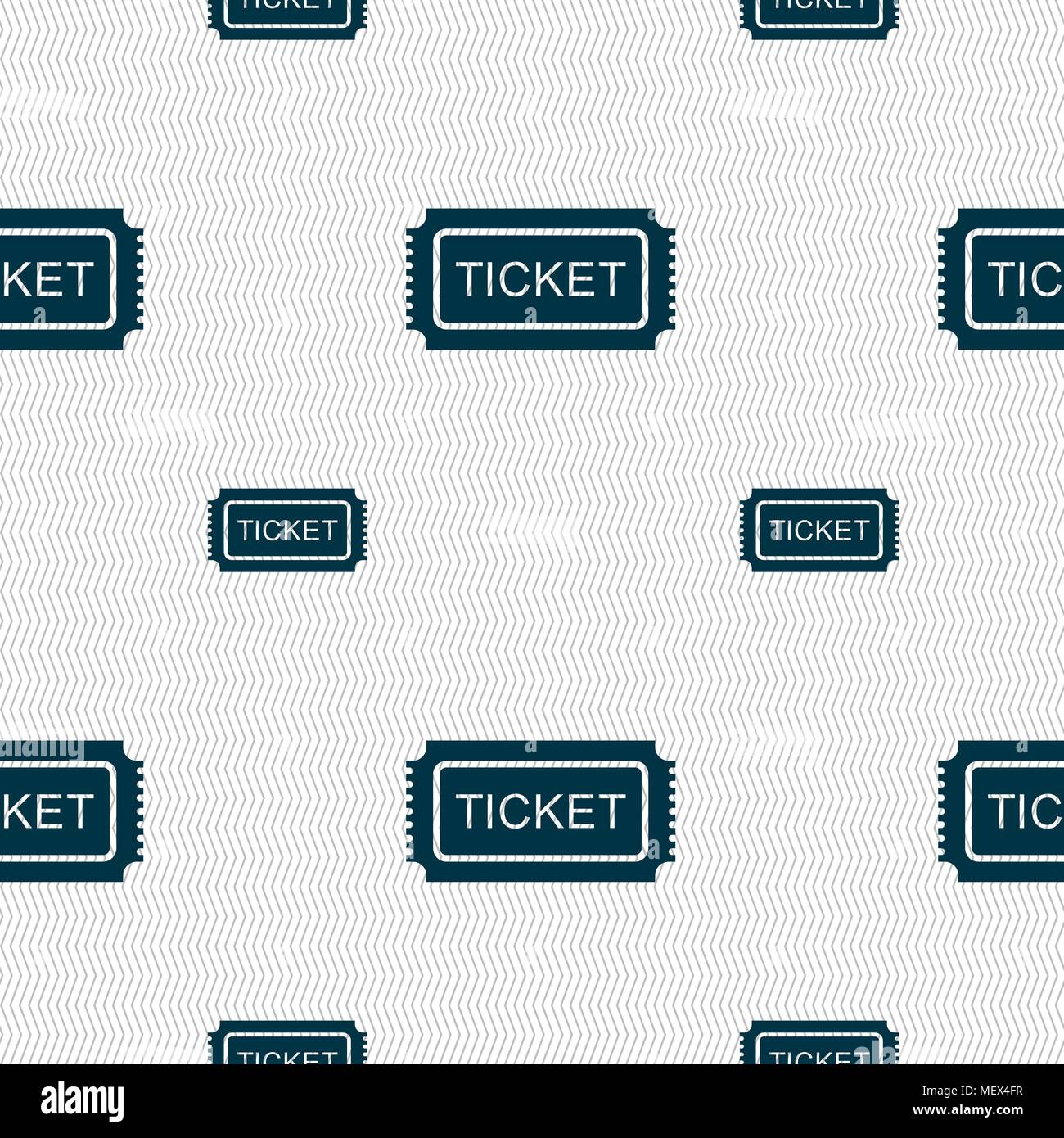 Ticket icon sign. Seamless pattern with geometric texture. Vector illustration Stock Vector