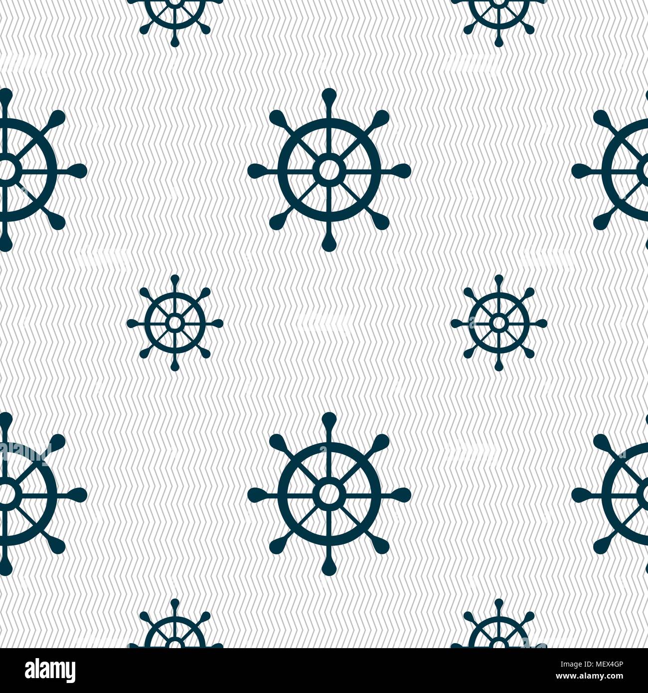 ship helm icon sign. Seamless pattern with geometric texture. Vector illustration Stock Vector